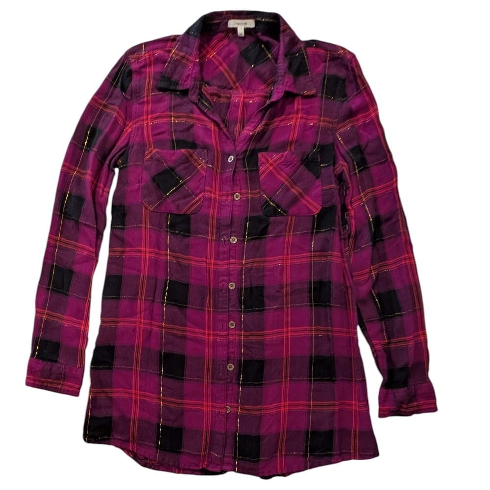 Maurices Purple and Black Plaid Shirt